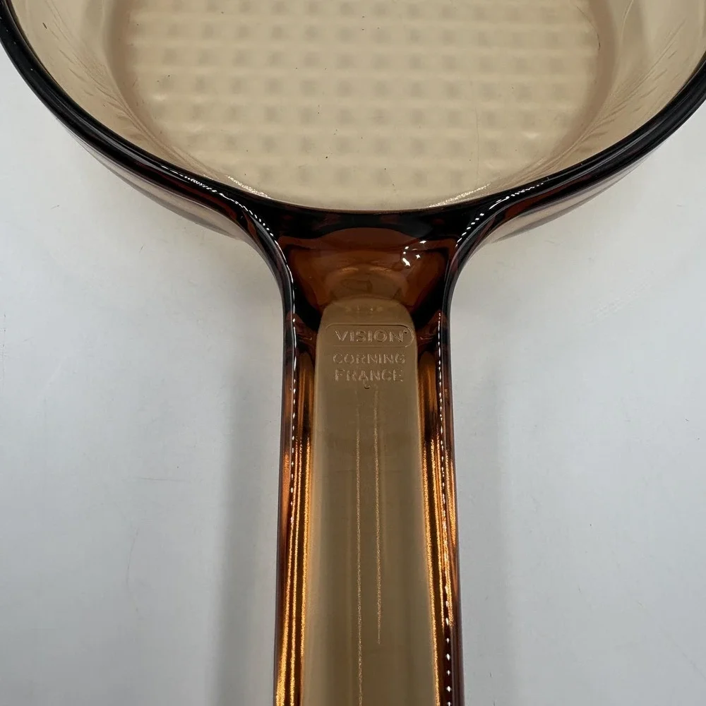 Visions Brown Glass Frying Pan 7 In Skillet Long Handle Corning France Cookware